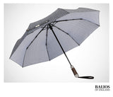 Balios (Designed in UK) Travel Umbrella Luxurious Golden Hardwood Handle Auto Open & Close Windproof Frame Single Canopy Automatic Folding Umbrella Men's & Ladies (Herringbone) Balios