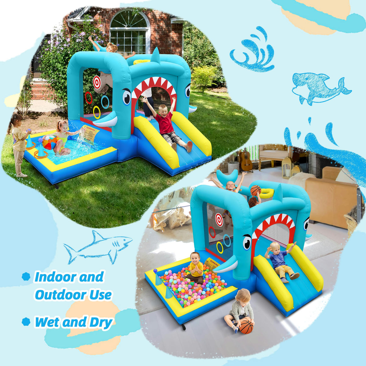 Culaluva Inflatable Bounce House: Jump Bouncer Castle Slide Combo - 7 in 1 for Kids 3-6 - with 370W Blower - for Indoor Outdoor Play CulaLuva