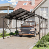 Kurapika 12x22 FT Metal Carport with Reinforced Base Outdoor Heavy Duty Car Port with Galvanized Steel Roof, Garage Car Shelter, Multi-Purpose Carports for Car, Truck and Boats Kurapika