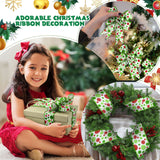 Hanaive 20 Yards Christmas Polka Dot Ribbon Xmas Wired Ribbon Christmas Tree Ribbons Decoration Green Red Polka Dot Printed Christmas Ribbons DIY Decorative for Wreaths Gifts Wrapping (1.5 Inch) Hanaive