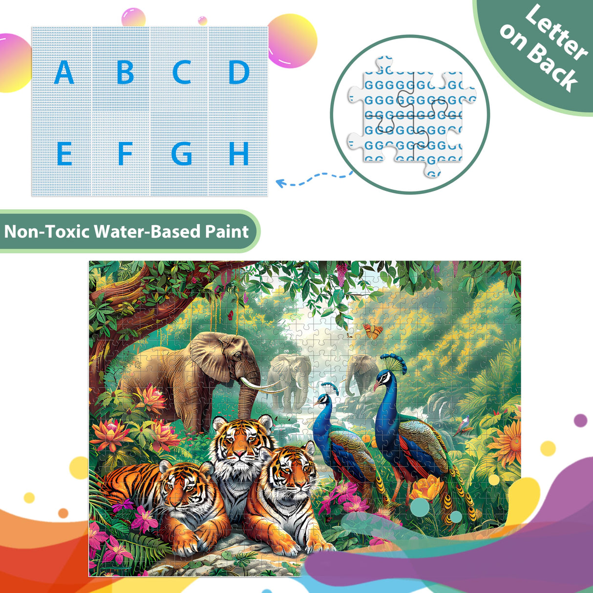 Jigsaw Puzzles for Adults 500 Pieces Puzzle Elephant Tiger Puzzle for Adults Children Elderly Puzzles Peacock Animal Puzzle 500, Home Decor Gift Family Game for Men Women Elders Seniors (20.5"x15") Jeacirio