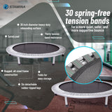 Stamina 36 Inch Durable Rugged Steel Frame Folding Trampoline with MUUV Coaching Audio App and 250 Pound Weight Capacity, Gray Stamina