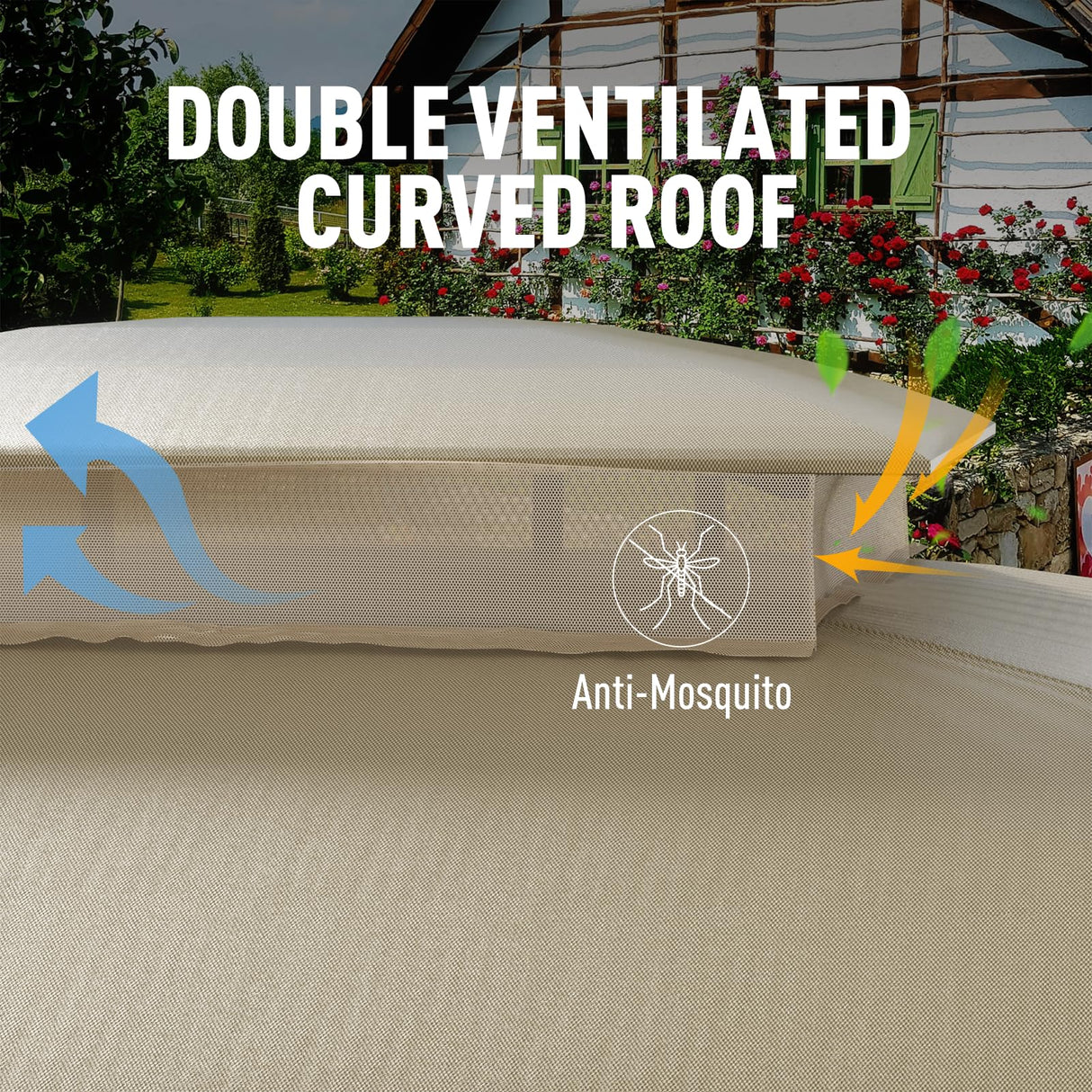 MOWOX POWER 10 x 12' Gazebo with Waterproof Double Vent Roof, Easy-Set up Gazebo with Mosquito Netting, Outdoor Gazebo for Garden, Backyard and Lawns (Khaki). MOWOX POWER