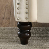 79" Velvet Chesterfield Sofa for Living Room,3 Seater Sofa Button Tufted Nailhead Trimming Curved Backrest Rolled Arms with Wood Legs with 2 Pillows,Bedroom,Office (Beige Velvet, 79*30*32") Fulocseny