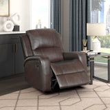 Lexicon Manual Reclining Chair, Top Grain Leather Match Wall Hugger Recliner Chair, Tab Pull Reclining, High Density Foam Over Pocket Coils, for Living Room/Reading Nook/Bedroom, Brown Lexicon