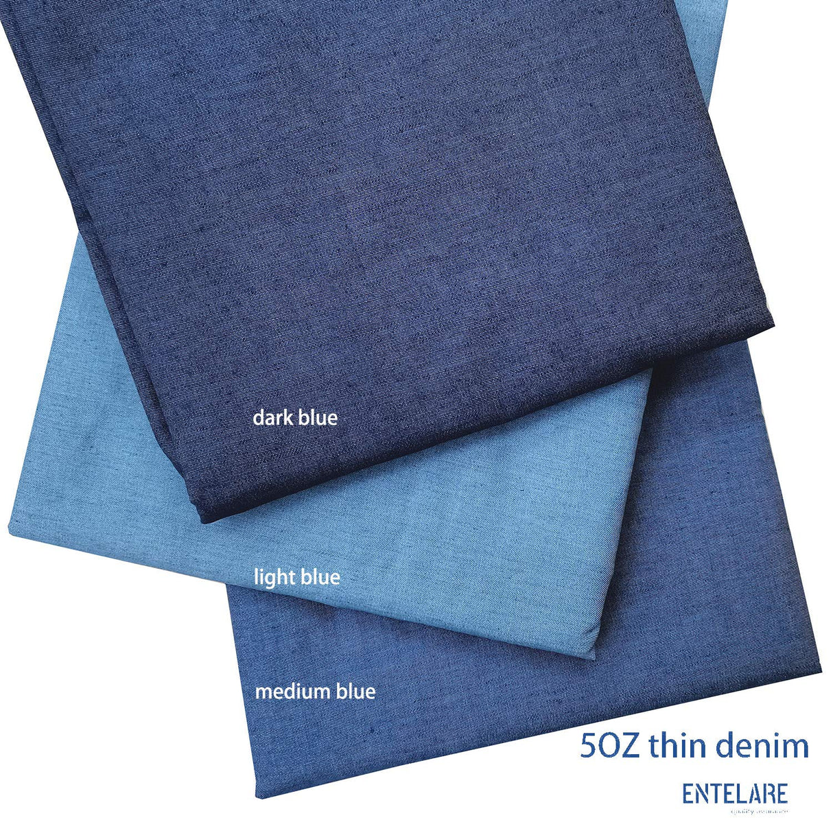 5OZ Cotton Denim Fabric for Sewing 55 Inches Width Entelare(Light Blue 3Yards) ENTELARE
