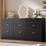 MAISONARIA Black Dresser for Bedroom, 9 Drawer Double Dresser, Modern Chest of Drawers for Bedroom, Living Room, Entryway and Closet, 63" L x 15.7" D x 31.5" H MAISONARIA