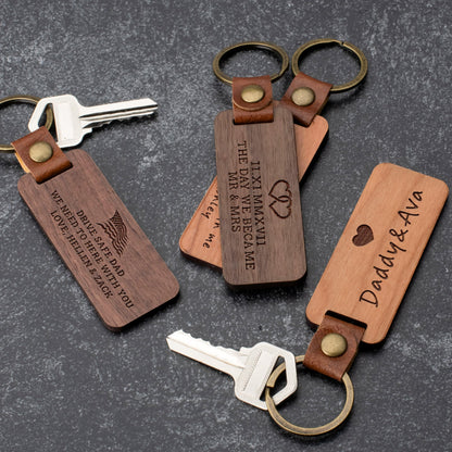 Lara Laser Works Personalized Wood Keychain w/Icon & Any Text, Custom Engraved Key Tag - 30 Icon, 5 Font Options - Housewarming Gifts for Men, Walnut - WoodArtSupply