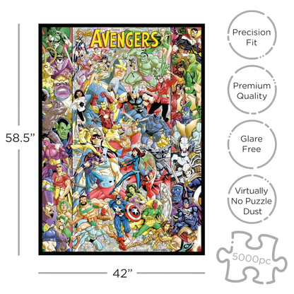 AQUARIUS Avengers 60th Anniversary 5000pc Puzzle (5000 Piece Jigsaw Puzzle) - Glare Free - Precision Fit - Officially Licensed Marvel Merchandise & Collectibles - 58.8 x 42 Inches