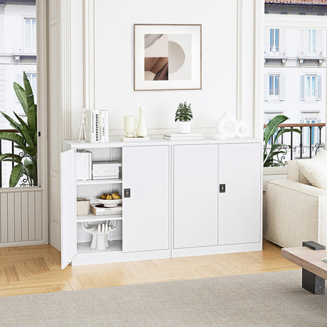 Letaya Metal Storage Cabinets with Lock Door,2 Adjustable Shelves Organizer Steel Storage Cabinets for Home,Office,Warehouse,Garage,Employee Lockers(White) Letaya