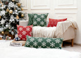 2 Pack Christmas Pillow Covers 18x18, Chenille Double-Sided Snowflake & Christmas Tree Decorative Throw Pillow Cases, Soft Farmhouse Holiday Cushion Covers for Sofa Couch Bed(Red,18x18) Auomily