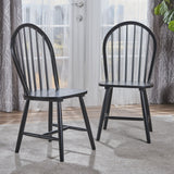 Christopher Knight Home Declan Farmhouse Cottage High Back Spindled Rubberwood Dining Chairs, 2-Pcs Set, Black Christopher Knight Home