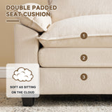 SUAWY 147 Inch Big Comfy Couch with Ottoman, 6 Seat U Shaped Couches, Cloud Modular Sectional Sofa, Modern Cloud Couch Sectionals, Sectional Couches for Living Room, Oversize Deep Seat Sofa, Beige SUAWY