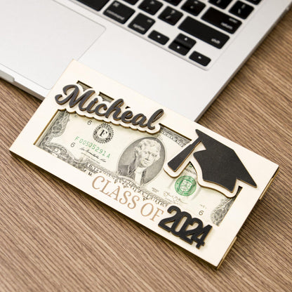 KindlyToys Personalized Graduation Money Holder - Graduation Gift Money Holder, Money Holder for Cash Gift Graduation - Wooden Money Holder, Unique Class of 2024 Graduation Gifts - WoodArtSupply