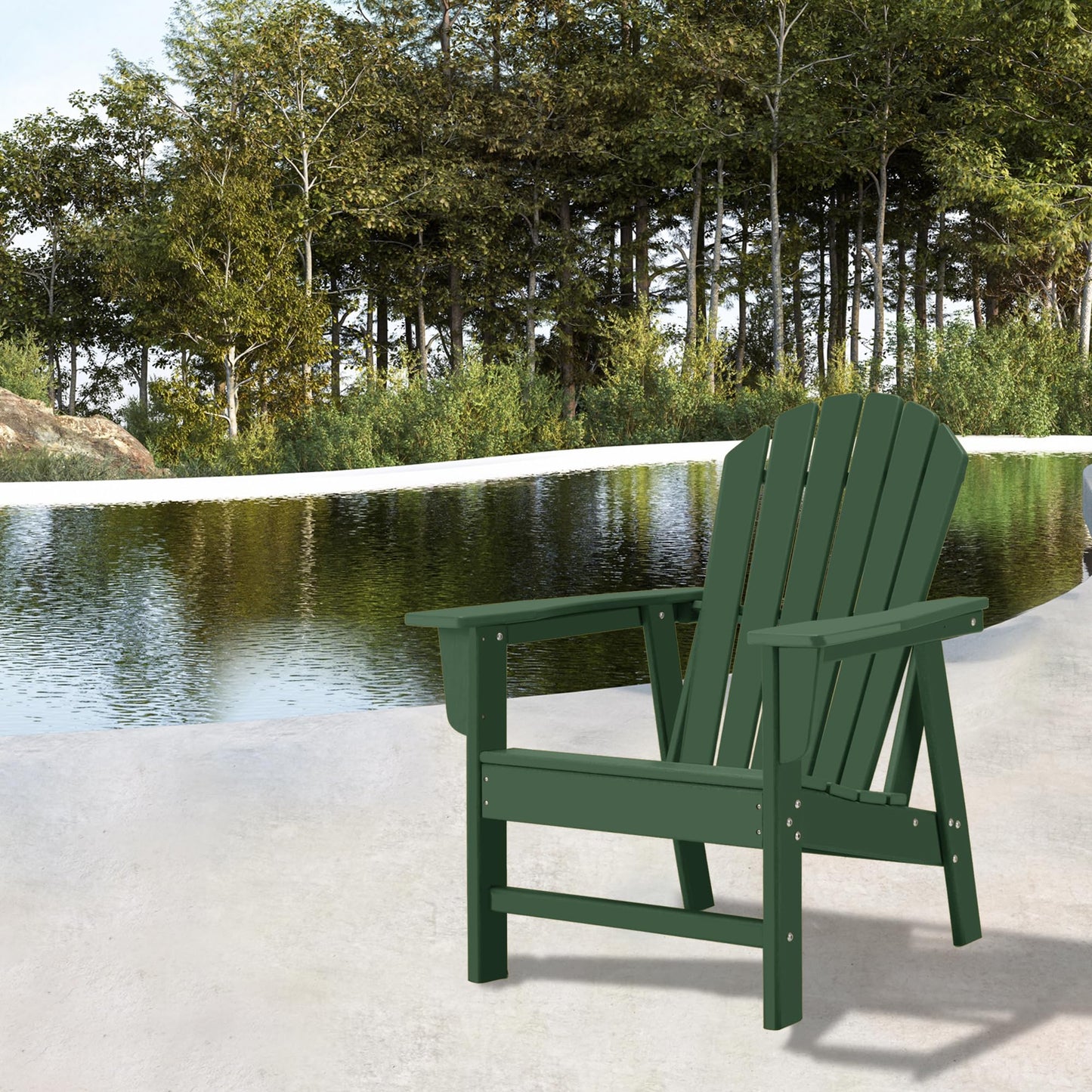 Restcozi Adirondack Chairs, HDPE All-Weather Adirondack Chair, Fire Pit Chairs (Traditional) (1, Dark Green) - WoodArtSupply