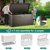 YITAHOME XXL 230 Gallon Large Deck Box,Outdoor Storage for Patio Furniture Cushions,Garden Tools and Pool Toys with Flexible Divider,Waterproof,Lockable (Light Brown) YITAHOME