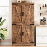 Jocoevol Pantry Cabinet, 68'' Kitchen Pantry Storage Cabinet with 4 Doors and Adjustable Shelves, Farmhouse Tall Food Large Wood Pantry Storage Furniture for Kitchen Dining Room, Brown Jocoevol
