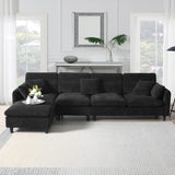 Merax 110 * 62" Modern 5 Seat Convertible Sectional Sofa with Ottoman & 5 Pillows, Cloud Chenille L-Shaped Reversible Couch Set for Living Room,Apartment, Black Merax