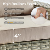 HOOOWOOO Outdoor Sectional Patio Furniture Set,6 Pieces Wicker Conversation Sets L Shaped Couch,Extra Deep Out Door Sofa Outside Furniture,Beige HOOOWOOO