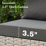 10 Piece Outdoor Patio Furniture with Swivel Rocking Chair, Rattan Wicker Conversation Set with Glowing Coffee Table, Sectional Single Chairs for Porch Balcony Backyard Pool,Black ovios