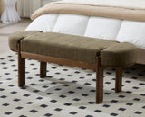 EALSON 49 Inch Modern Bedroom Bench Upholstered End of Bed Bench Wood Entryway Bench with Fabric Padded Seat and Wooden Legs Window Bench for Living Room Hallway, Olive Green EALSON