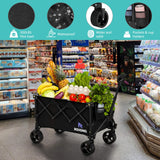 Folding Wagon Cart with Wheels Foldable - Collapsible Wagons Carts Heavy Duty, Fold Up Portable Utility Wagon for Grocery Beach Sports Fishing Camping Shopping ROSONG ROSONG