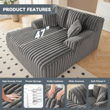 Mangodan 53.5”W Oversized Chaise Lounge Chair Indoor, Boneless Couch with 4 Pillows, Cozy Reading Chairs with Wide Arms, No Assembly Corduroy Boneless Chair, Memory Foam Couch for Living Room, Gray Mangodan