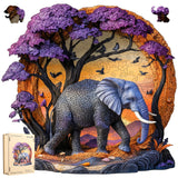 Wooden Puzzle for Adults 200 Pcs, 3D Vision Effect Elephant Forest Puzzle Unique Shape Advanced Jigsaw Puzzle, Challenge Wooden Jigsaw Puzzle for Family Game (11.2 x 10.9 in) Qiuenisray