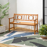 JONATHAN Y BNH104A Apollo 51.2" 3-Seat Circle-Back 600-Lbs Support Acacia Wood Outdoor Garden Patio Bench for Garden, Lawn, Backyard, Pool, Deck, Beach, Firepit, Teak JONATHAN Y