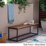 Christopher Knight Home Drew Outdoor Industrial Acacia Wood and Iron Bench, Teak and Black Christopher Knight Home