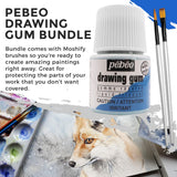 Pebeo Drawing Gum Made in France - Masking Fluid for Watercolor Painting and Various Art Projects - Bundled with Moshify Applicator Brush Set Moshify