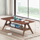 Arona Mid-Century Modern Wood Coffee Table with Shelf Roundhill Furniture