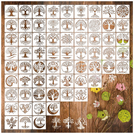 Small Stencils for Painting on Wood Reusable, 3 Inch Reusable Stencil for Craft Ornament Paint Template Stencils for Wall Card Rock Wood Signs Coasters Canvas Home Decor(Tree) Hosomono