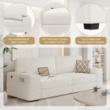 Yaheetech 83.5" W Modern Sofa Couch 2 Seater Corduroy Fabric Sofa with USB Charging Ports & Side Storage Pockets for Living Room Apartment, Ivory Yaheetech