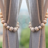 Wood Bead Curtain Tiebacks Set of 4, Boho Curtain Tiebacks, Farmhouse Curtain Tiebacks, Curtain Holder Tiebacks, Rustic Curtain Tiebacks, Curtains Ties, Curtains Tiebacks, Beaded Curtain Ties Backs MAINEVENT