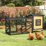 TIMHAKA 71'' Chicken Coop with Wheels, Outside Chicken House for 2-3 Chickens, Outdoor Wooden Mobile Duck Coops with Run & Waterproof Asphalt Roof, Removable Tray for Backyard Poultry Pet Hutch TIMHAKA