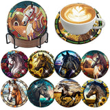 Zythron 8 PCS Diamond Art Coasters Horse Diamond Painting Coasters Kits Horse with Holder Cork Pads DIY for Beginners, Adults, Diamonds Art Crafts Supplies 4x4 in Zythron