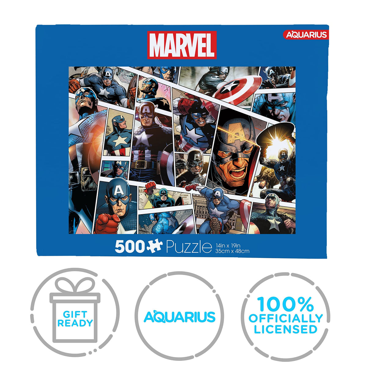 AQUARIUS Marvel Captain America Puzzle (500 Piece Jigsaw Puzzle) - Glare Free - Precision Fit - Officially Licensed Marvel Merchandise & Collectibles - 14x19 Inches AQUARIUS