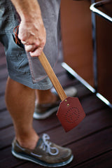 Outset 76616 Acacia Wood and Leather Amish-Style Fly Swatter, 17.5", Brown Outset