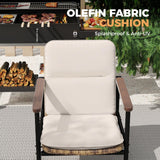 HAPPATIO 9 Piece Patio Dining Set Outdoor, 8 Wicker Chairs with Aluminum Frame and Olefin Cushions, Large Wooden Dining Table with Umbrella Hole,Patio Table and Chairs for Backyard Garden Porch HAPPATIO