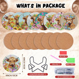 Sitsink Highland Cow Diamond Painting - 8 Pcs Highland Cow Lover Diamond Painting Coaster Kits for Adults, DIY Coasters Diamond Painting Kits Highland Cattle, Diamond Painting Coaster Kits with Holder Sitsink