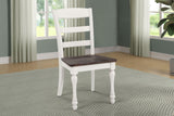 Coaster Home Furnishings - Madelyn - Wood - Set of 2 Farmhouse Dining Side Chairs with Ladder Backs, Saddles, Scooped Seats and Turned Legs - Dining Room - Coastal White and Dark Cocoa - 110382 Coaster Fine Furniture