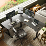 YDN L Shaped Standing Desk, Electric Standing Desk L Shape Adjustable Height Dual Motor, 63 x 55 Inch Corner Standing Desk with Splice Board for Home Office, Large Standing Desk, Black YDN