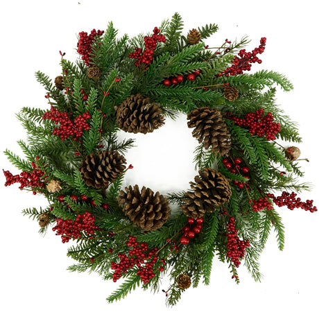 WreathDream Artificial Christmas Wreaths for Front Door Winter Door Wreath with Big Pine Cones,Pine Needles,Christmas Berry for Front Door Farmhouse Indoor Outdoor Holiday Home Decor WreathDream