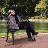 VEVOR Outdoor Bench, 480 lbs Load Capacity Bench, 38.8 inches Metal Garden Bench for Outdoors,Outdoor Garden Park Bench with Backrest and Armrests, Patio Bench for Garden, Park, Yard, Front Porch VEVOR