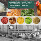 Boulphia Chicken Feeders and Waterers, Chicken Feeder No Waste Kit with Chicken Picnic Table and 2 Chicken Water Feeder, Handmade Wooden Chicken Supplies & Accessories for Chicken Coop Boulphia