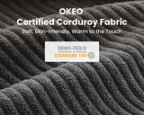 CHIC HOUSE Corduroy Modular Sectional Couch with Ottoman Chaise, L/U Shaped Sleeper Sofa for Living Room, Apartment, Lounge, Modern Armrest Neck Support Furniture (5 Seater Sectional, Dark Grey) CHIC HOUSE