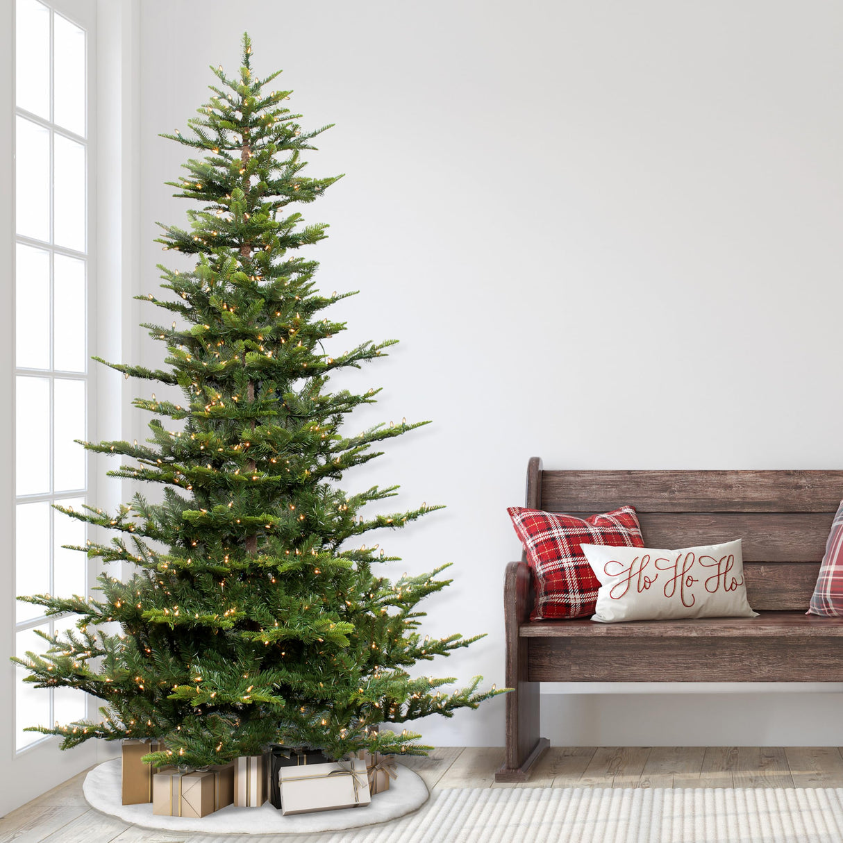 Puleo International 6.5 Foot Pre-Lit Aspen Fir Artificial Christmas Tree with 500 UL Listed Clear Lights, Green Puleo International