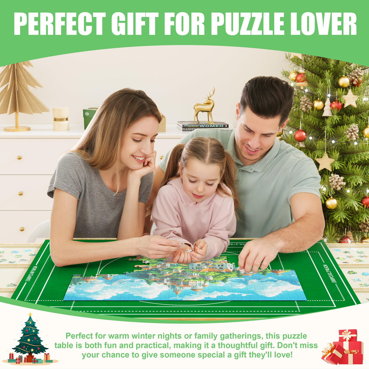 CODACE Puzzle Table with Drawers - 1500 Pieces Jigsaw Puzzle Tables for Adults, Tilting Puzzles Board with Cover, Puzzles Table with Storage and Adjustable Height Legs，Present for Puzzles Enthusiast CODACE