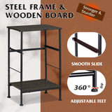 WLIVE Night Stand Set 2, Black Nightstand with Fabric Storage Drawer and Open Wood Shelf, Nightstand Set of 2 with Steel Frame, Side Table for Bedroom, Dorm, Charcoal Black, 25.03" Height WLIVE